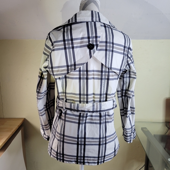Womans Weather Tamer Short Trench Coat Black/gray/white Size Small - Picture 9 of 15